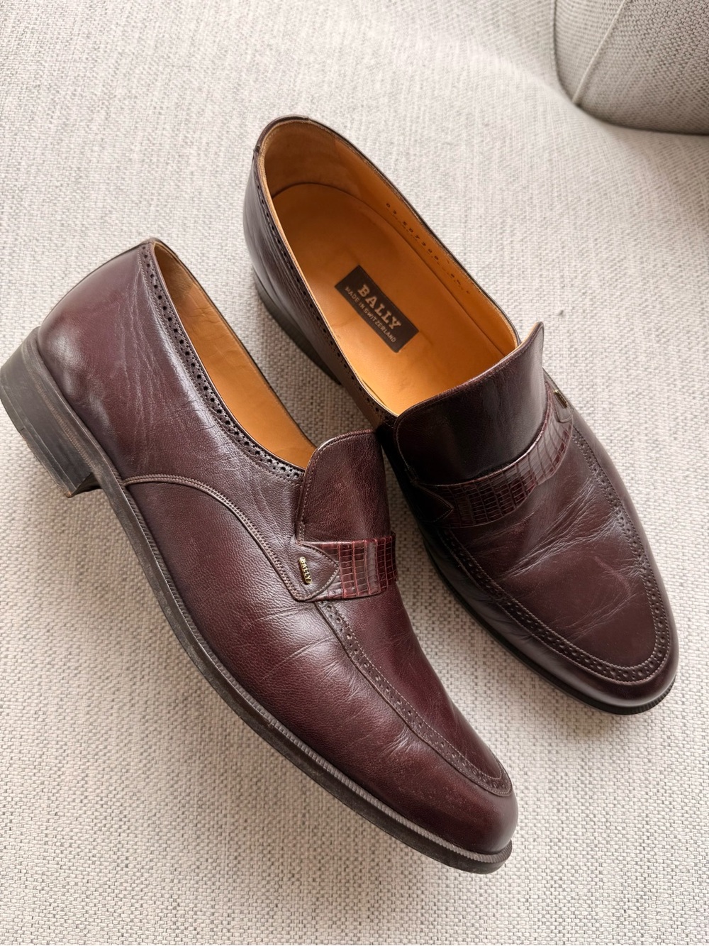 Vintage Bally of Switzerland Men's Loafers - Burgundy Oxblood Leather Size 10.5